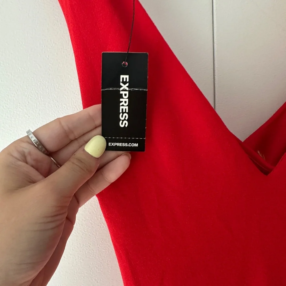 NWT Express Red Criss Cross Back Jumpsuit - Picture 5 of 10